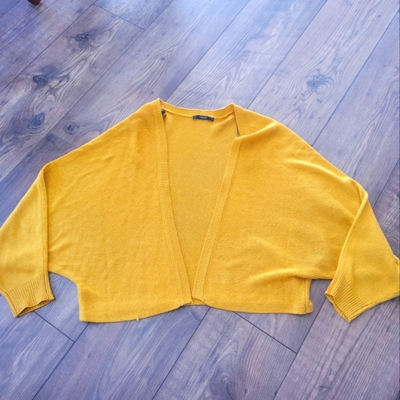 Golden Mustard Knit Open Front Cardigan, Size Med/ Large - Picture 2 of 4